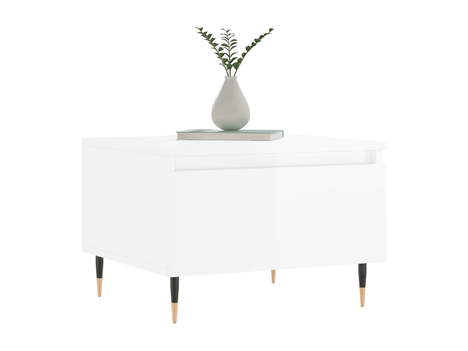 Table basse blanc brillant 50x46x35 bois d'ingénierie