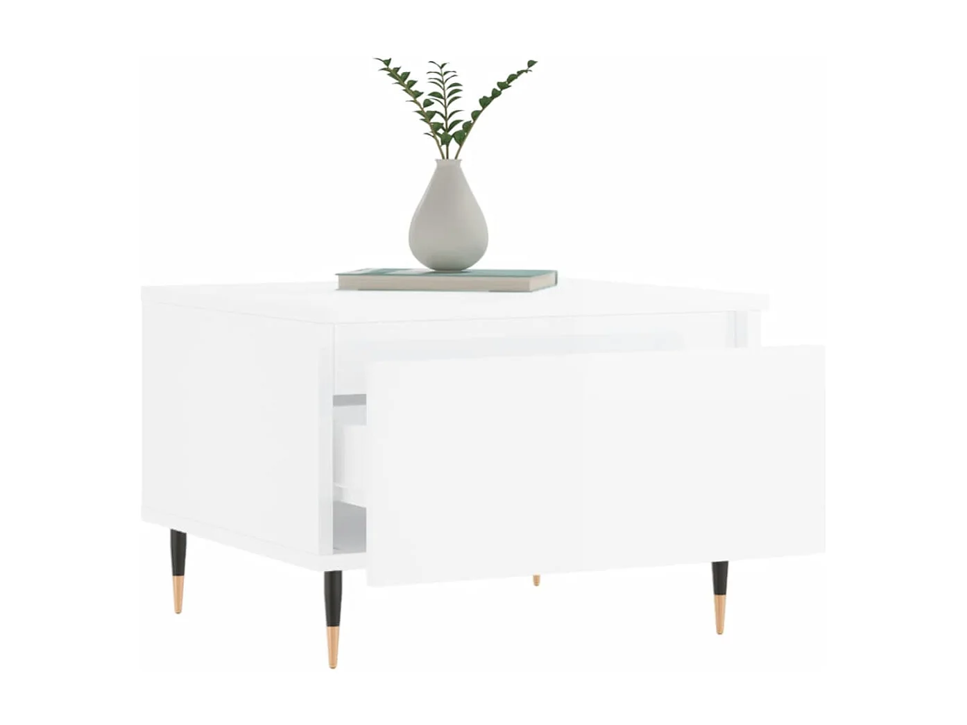 Table basse blanc brillant 50x46x35 bois d'ingénierie