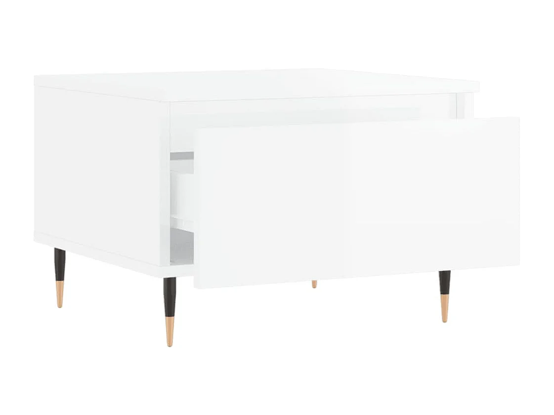 Table basse blanc brillant 50x46x35 bois d'ingénierie