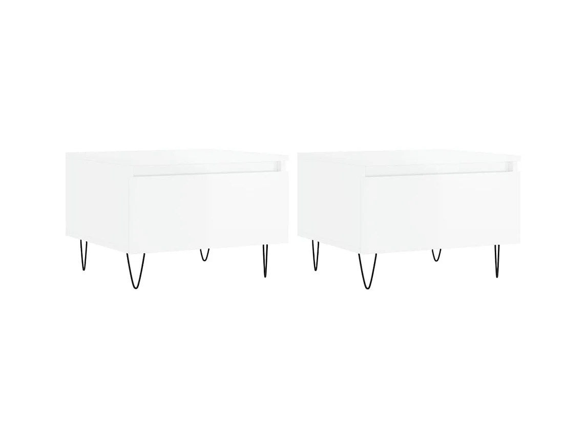 Tables basses 2 pcs blanc brillant 50x46x35 bois d'ingénierie