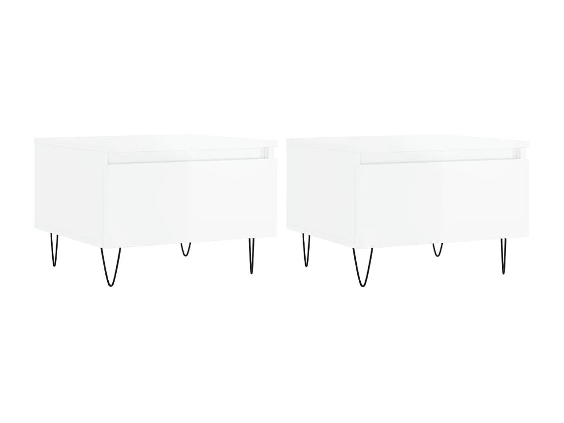 Tables basses 2 pcs blanc brillant 50x46x35 bois d'ingénierie