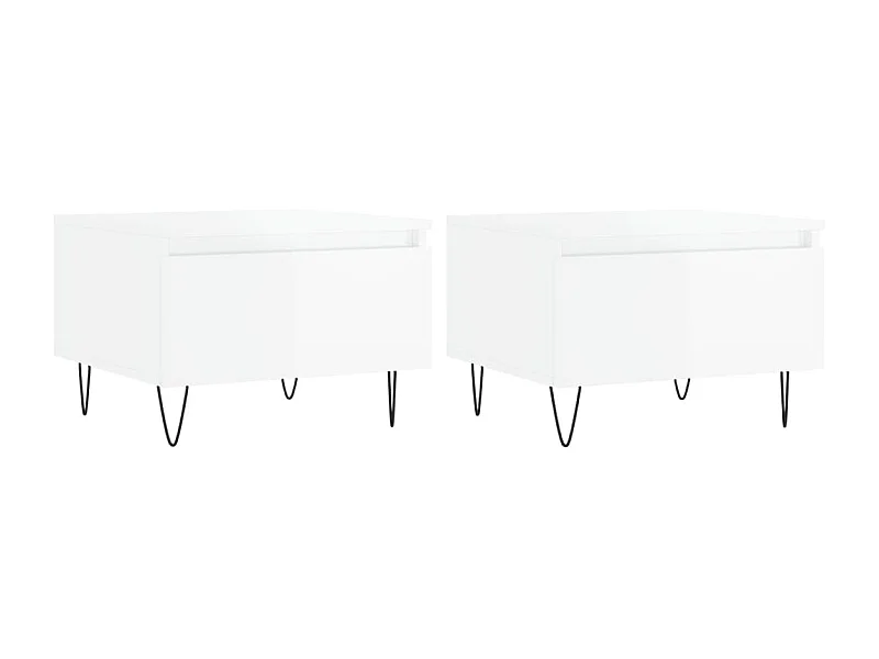 Tables basses 2 pcs blanc brillant 50x46x35 bois d'ingénierie