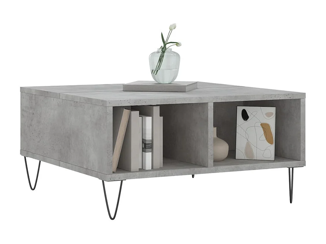 Table basse gris béton 60x60x30 bois d'ingénierie