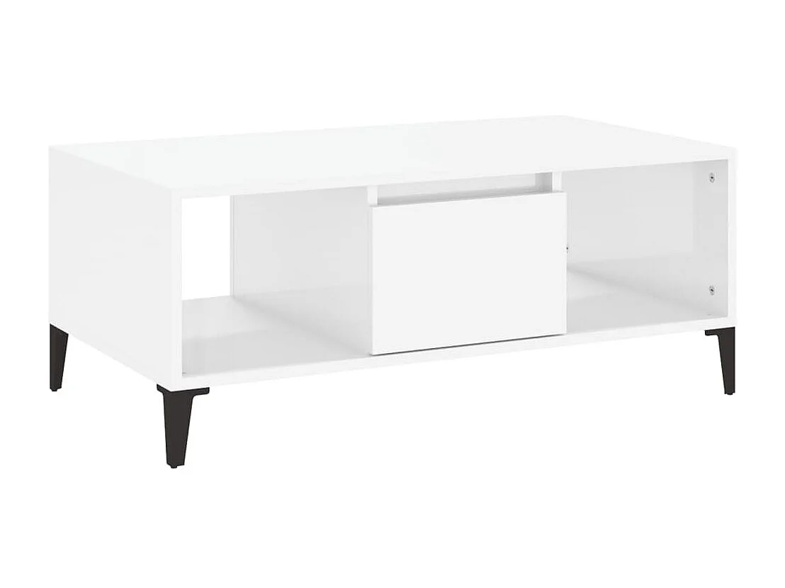 Table basse Blanc brillant 90x50x36,5 Bois d'ingénierie