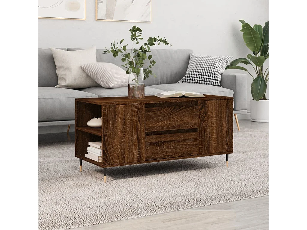 Table basse chêne marron 102x44,5x50 bois d'ingénierie