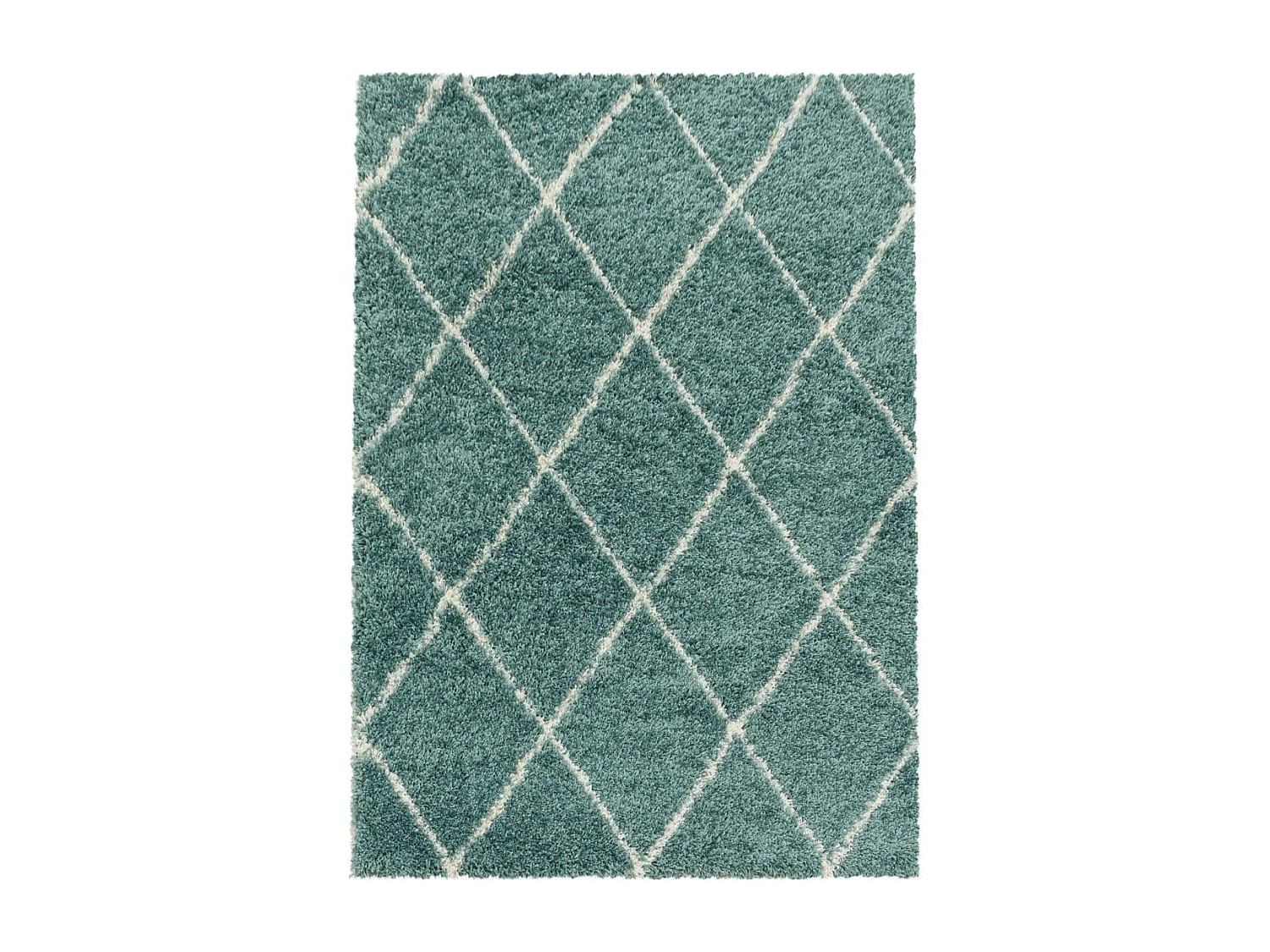 Tapis berbère 60x110 tissé motif losange SHAGGY A bleu