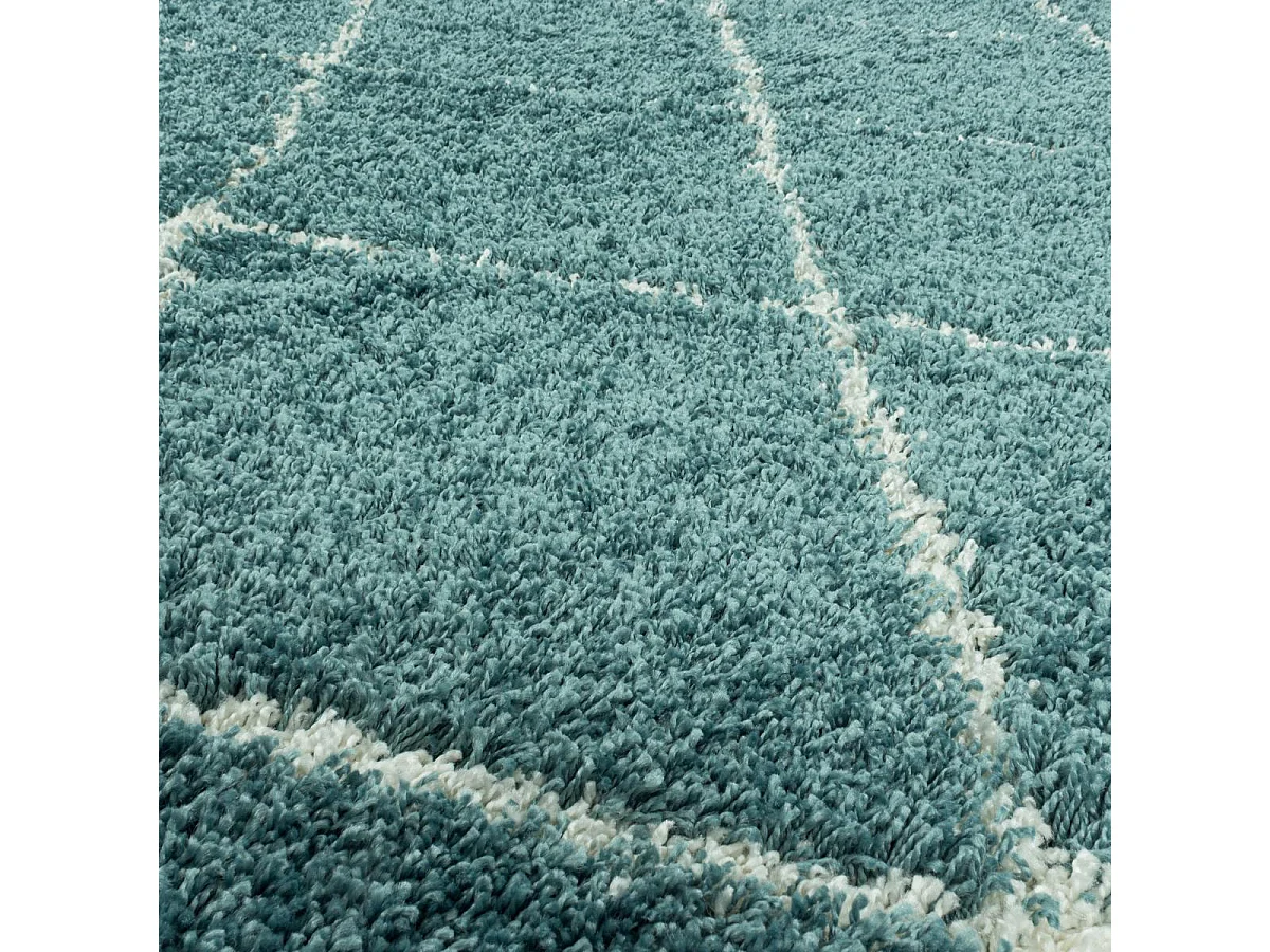 Tapis berbère 60x110 tissé motif losange SHAGGY A bleu