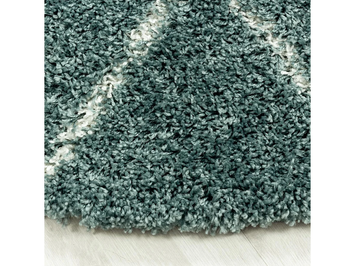 Tapis berbère 60x110 tissé motif losange SHAGGY A bleu