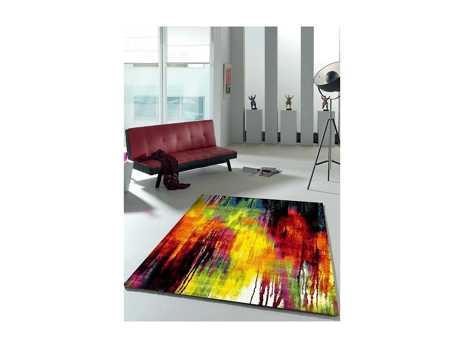 tapis salon 120x170 tissé multicolore rectangle motif géométrique JOLIA 1