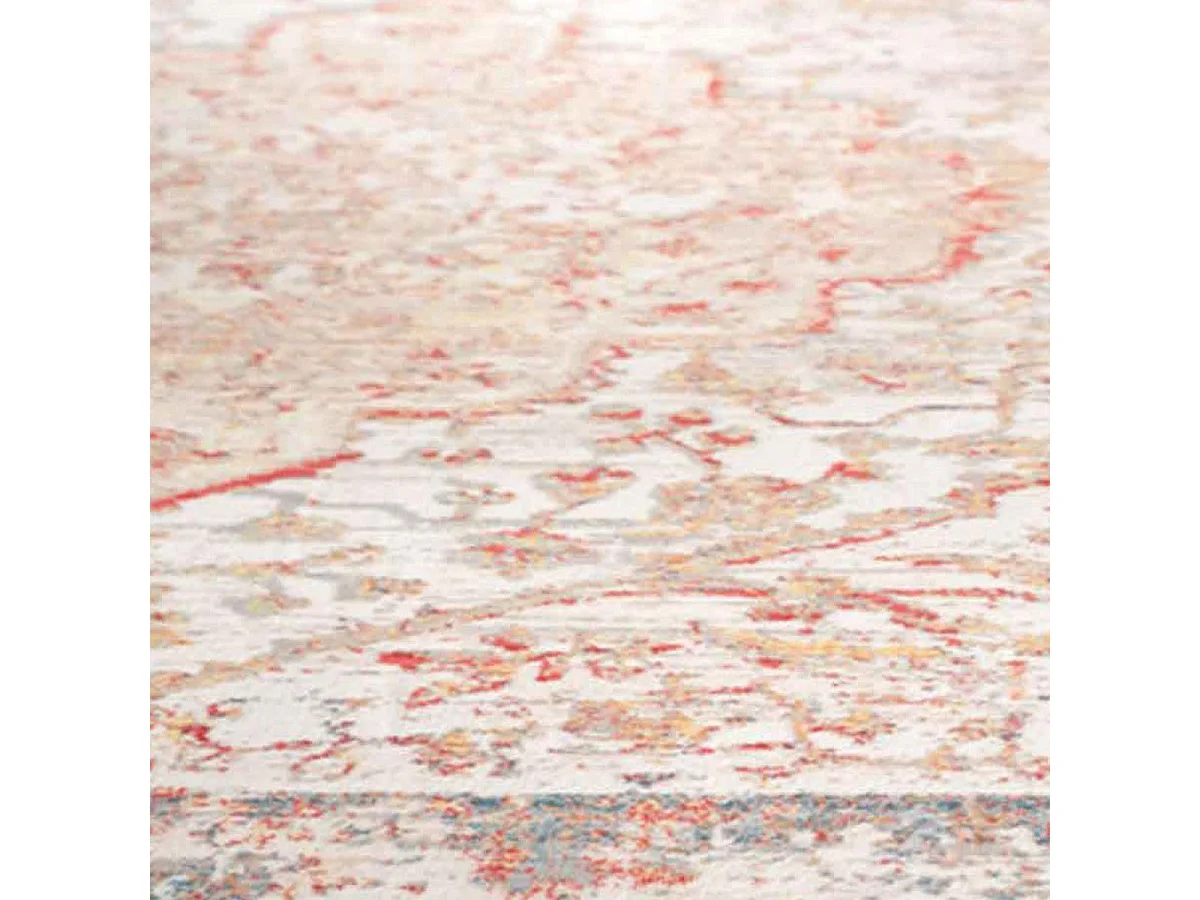 tapis chambre 160x225 tissé crème et rouge rectangle motif oriental AKHIR
