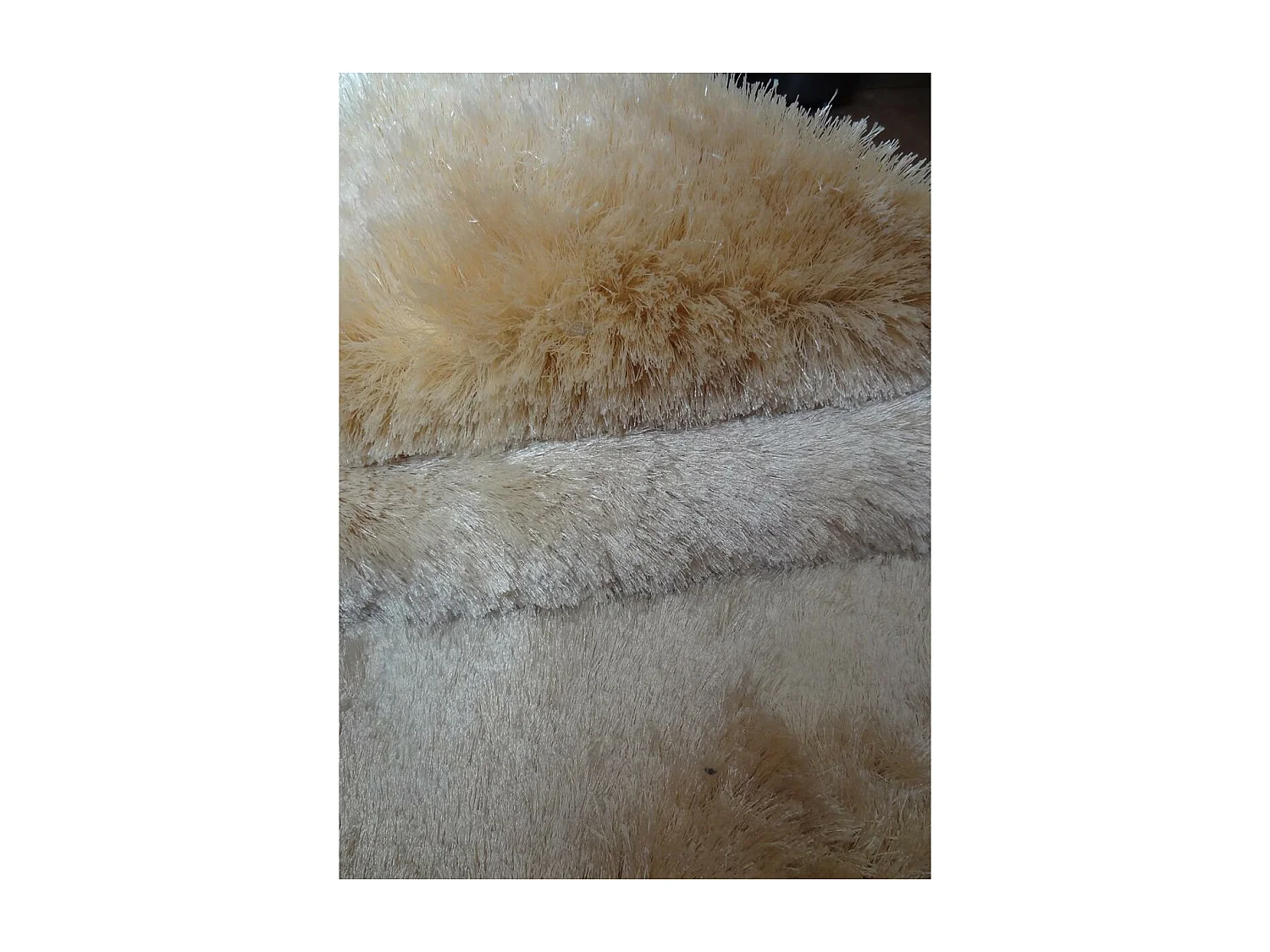 Tapis shaggy Ø100cm rond fait main beige motif uni SG FIN