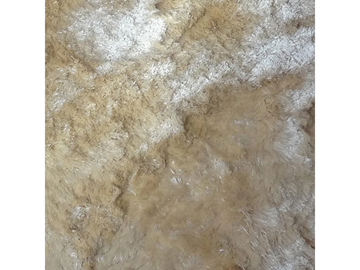 Tapis shaggy Ø100cm rond fait main beige motif uni SG FIN