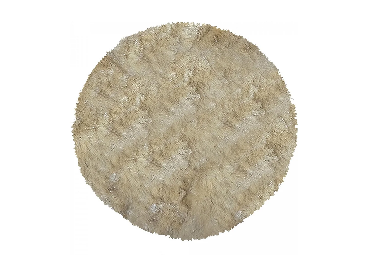 Tapis shaggy Ø100cm rond fait main beige motif uni SG FIN