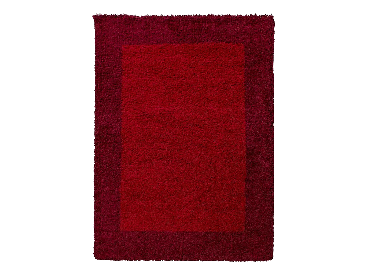 Tapis poils longs shaggy 300x400 rectangle tissé rouge clair et rouge foncé