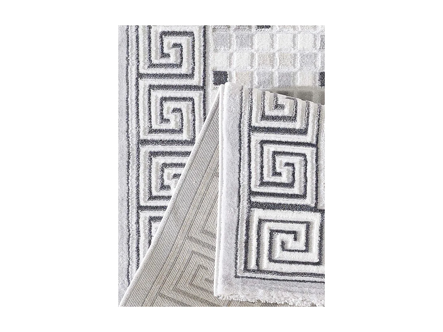 tapis chambre 80x150 tissé gris clair rectangle motif géométrique LYN7 BERIM