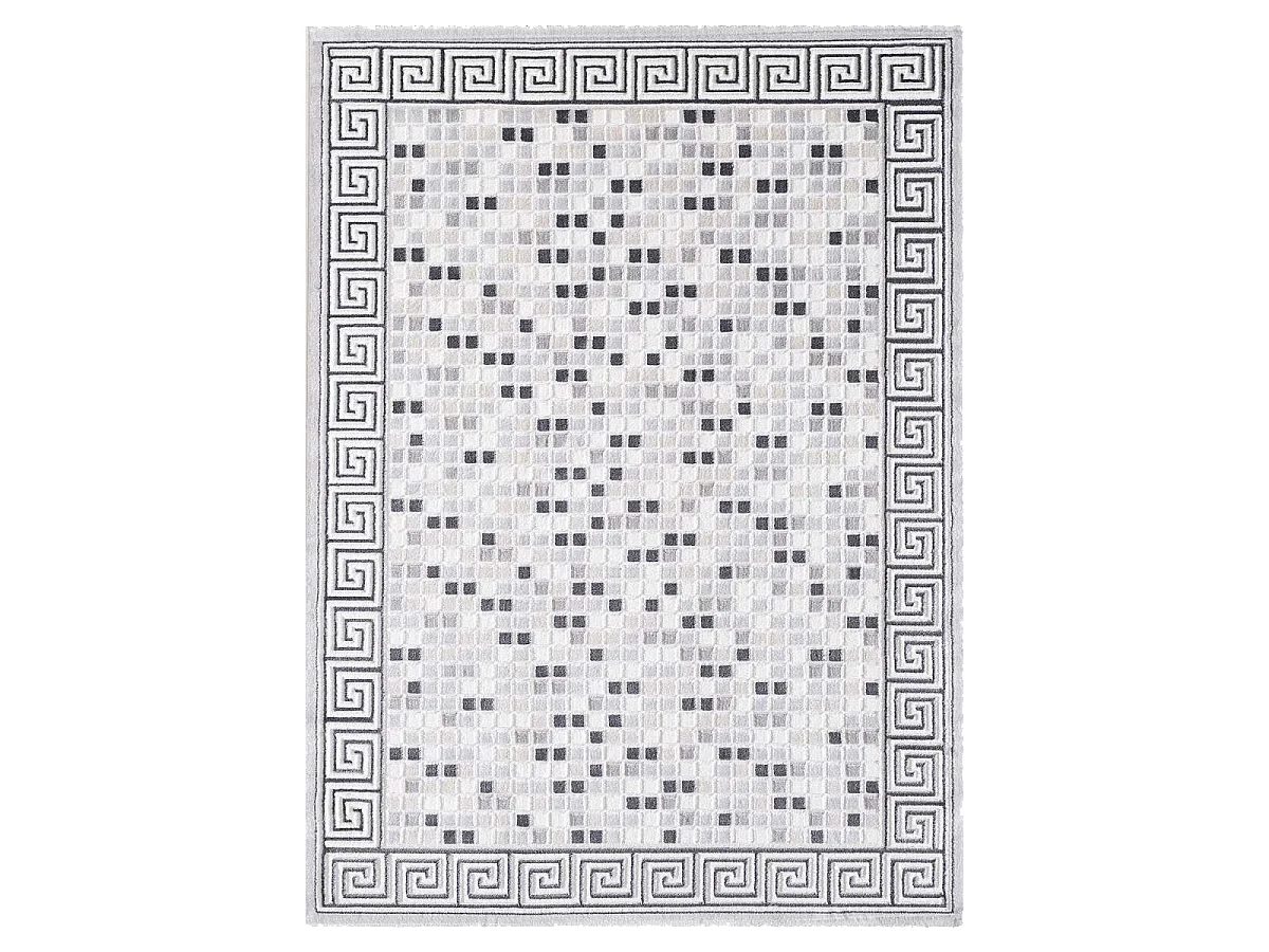 tapis chambre 80x150 tissé gris clair rectangle motif géométrique LYN7 BERIM