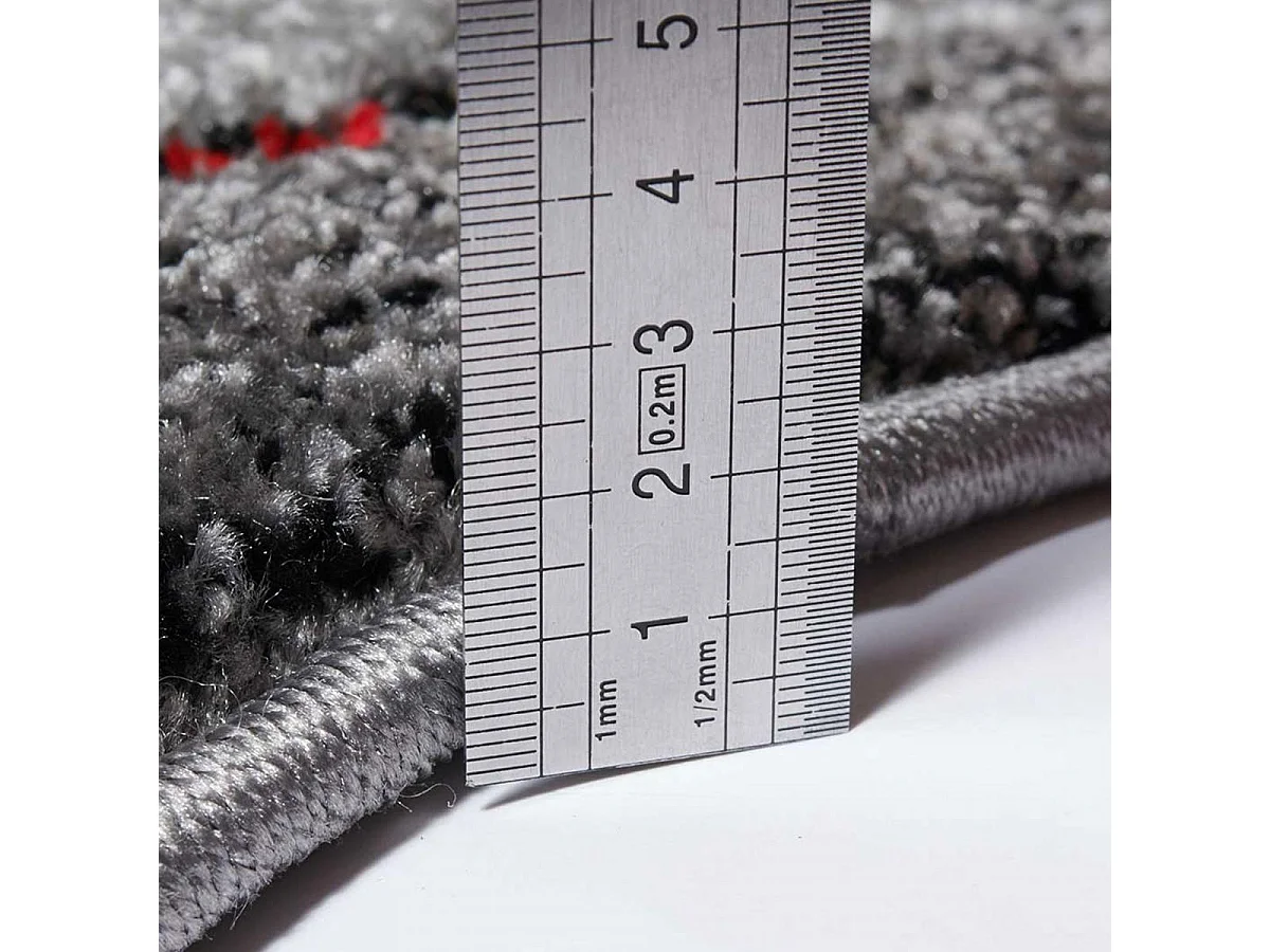 tappeto da ingresso 40x60 intrecciato disegno geometrico rettangolo rosso e grigio MADILA