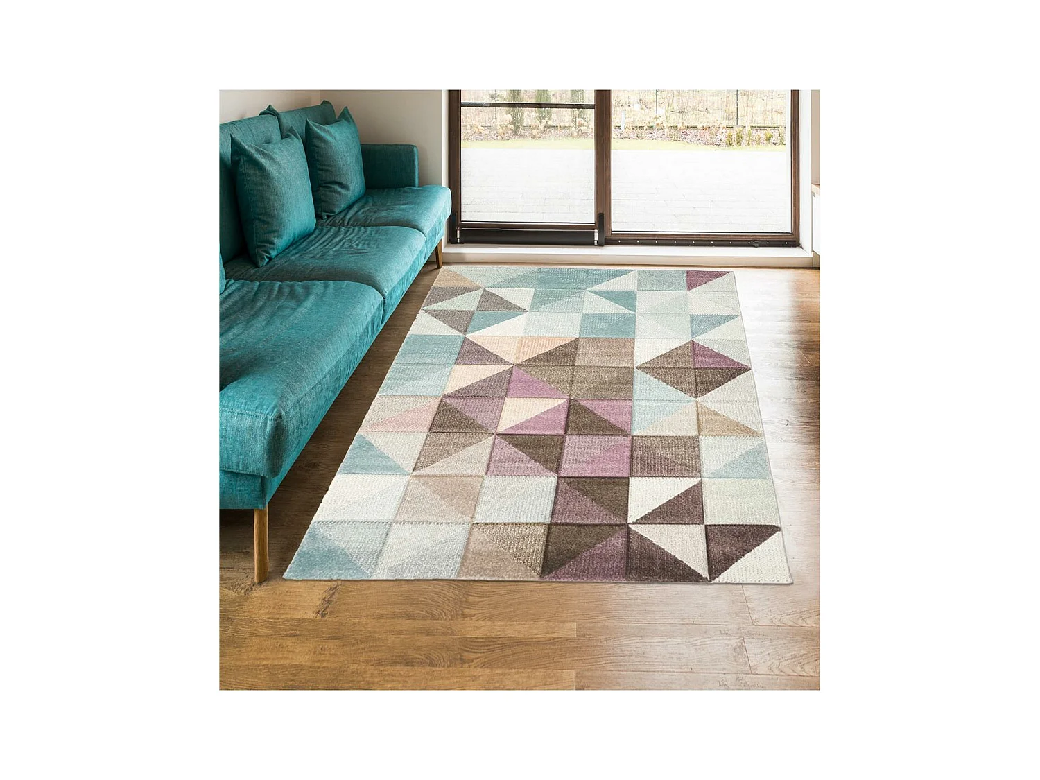 tapis entrée 40x60 tissé gris et beige rectangle motif scandinave LYN8 MARIX