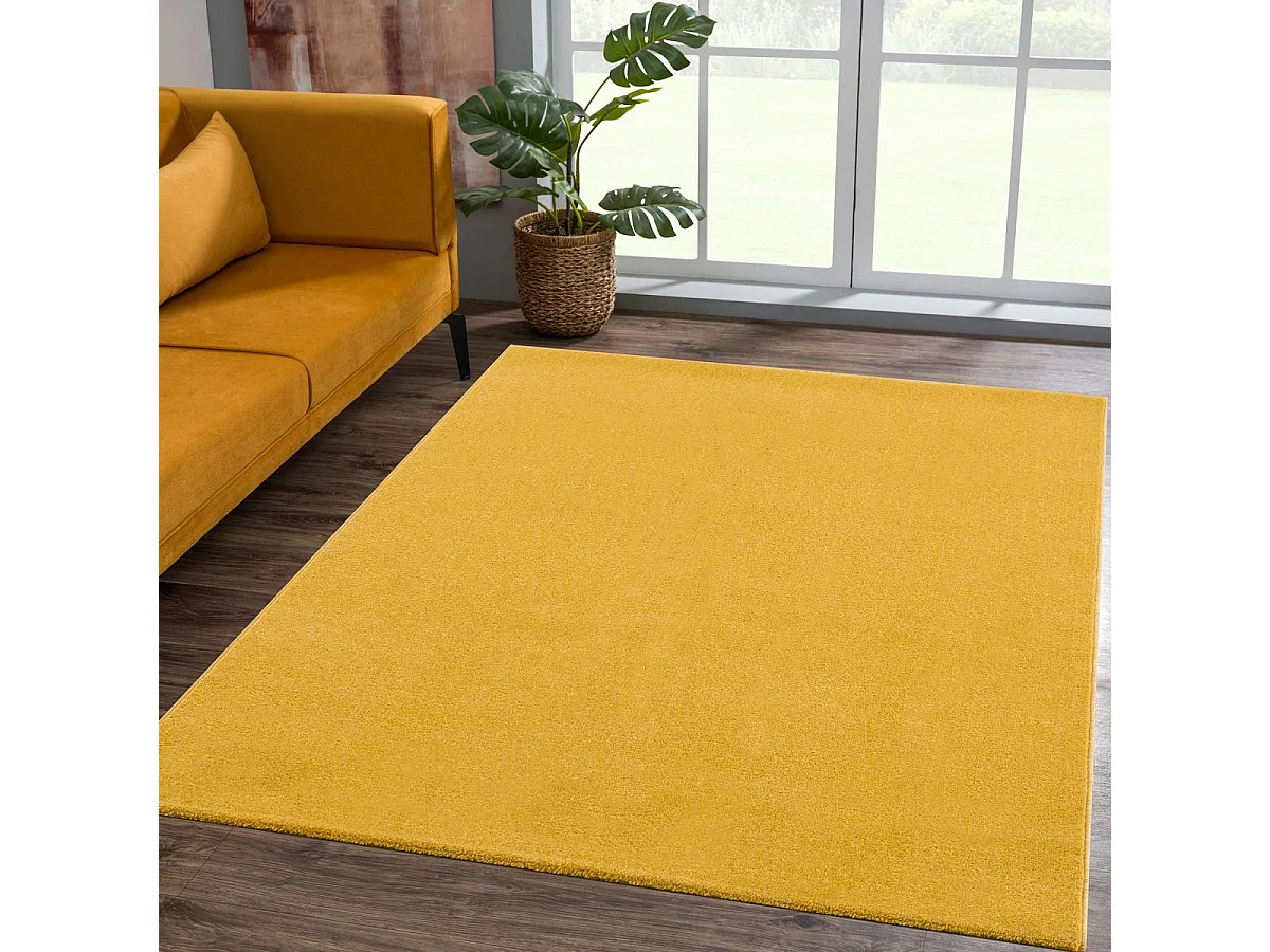 tapis open space 140x200 tissé jaune rectangle motif uni NOSSA