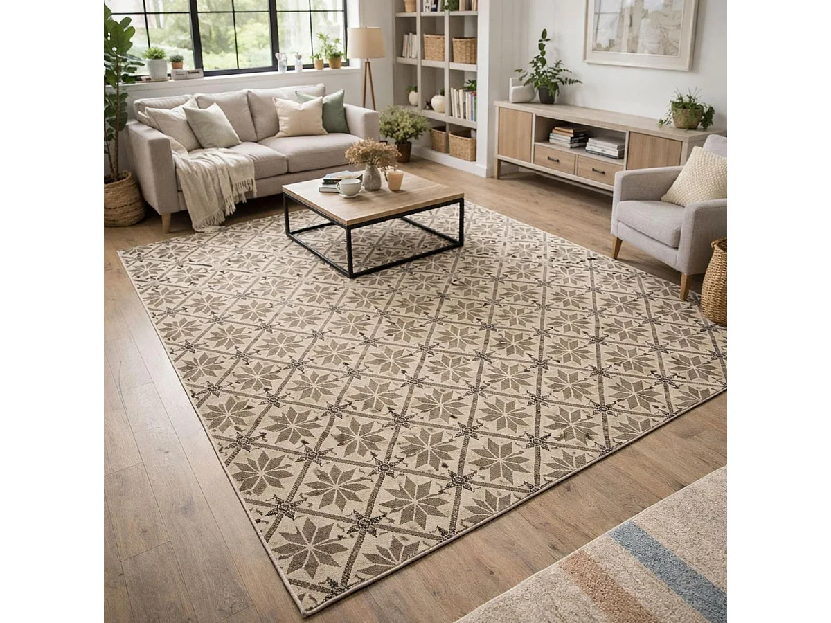 tapis chambre 60x110 tissé ivoire rectangle LYN49 CARODE