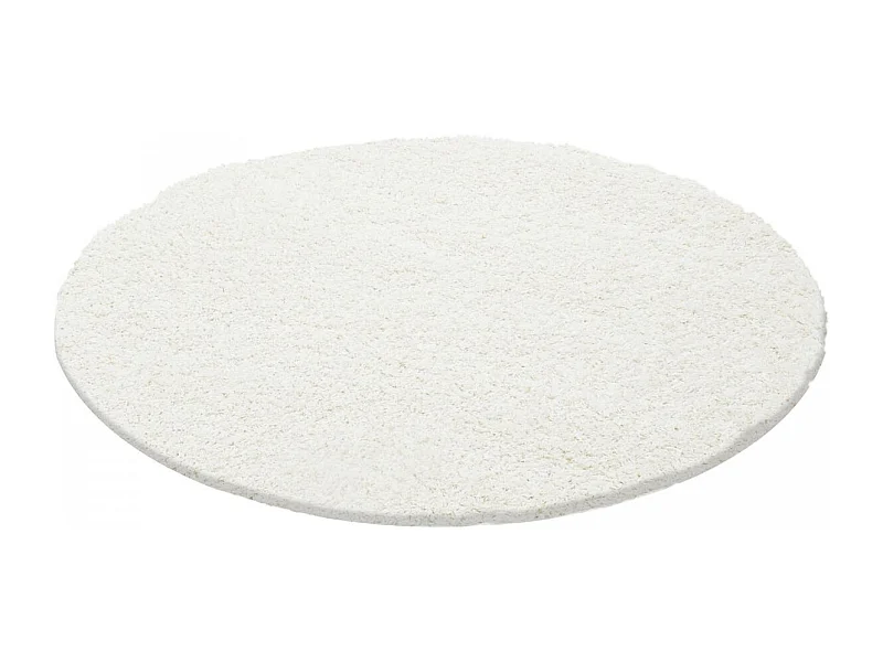 Tapis poils longs shaggy Ø200cm rond tissé crème motif uni UNI L
