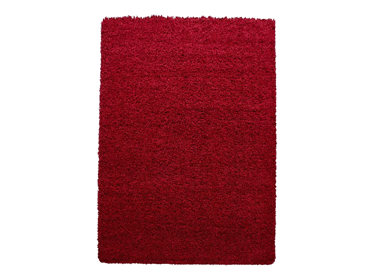 Tapis poils longs shaggy 100x200 rectangle tissé rouge motif uni UNI L