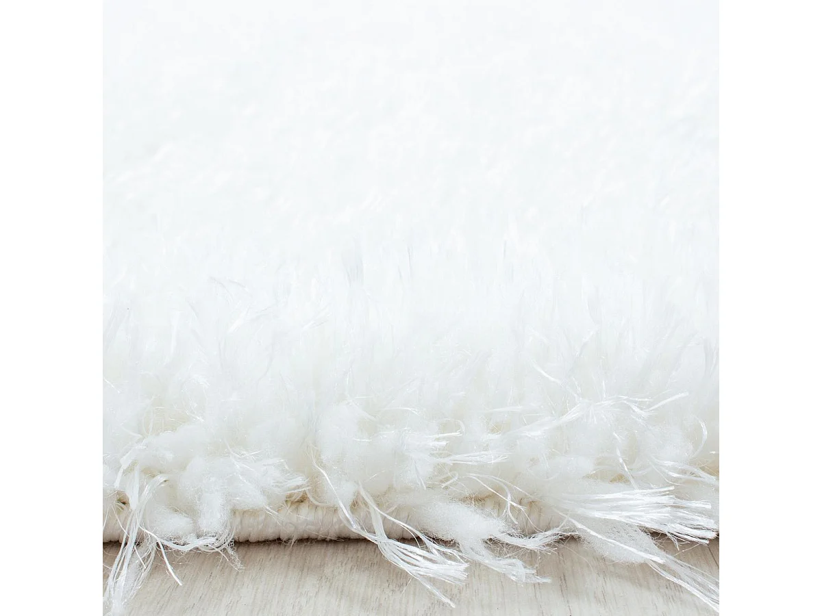 Tapis longs poils shaggy 60x110 rectangle tissé blanc motif uni UNI A