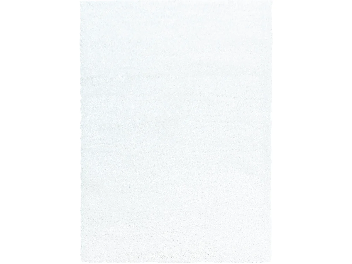 Tapis longs poils shaggy 60x110 rectangle tissé blanc motif uni UNI A
