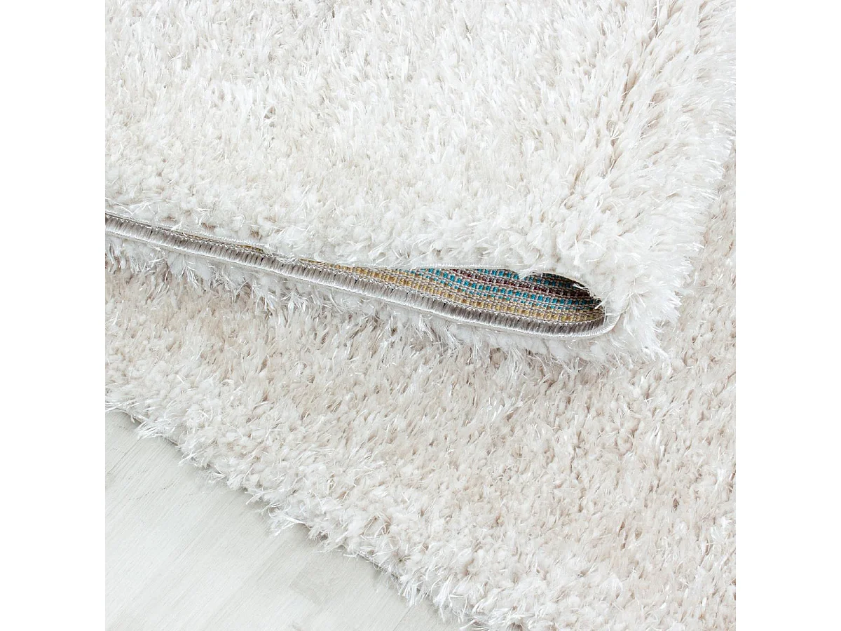 Tapis longs poils shaggy 280x370 rectangle tissé crème motif uni UNI A