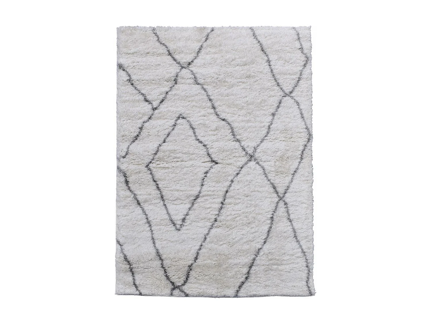 Tapis longs poils shaggy 200x280 rectangle tissé crème motif berbère LYN4 DOUX 6