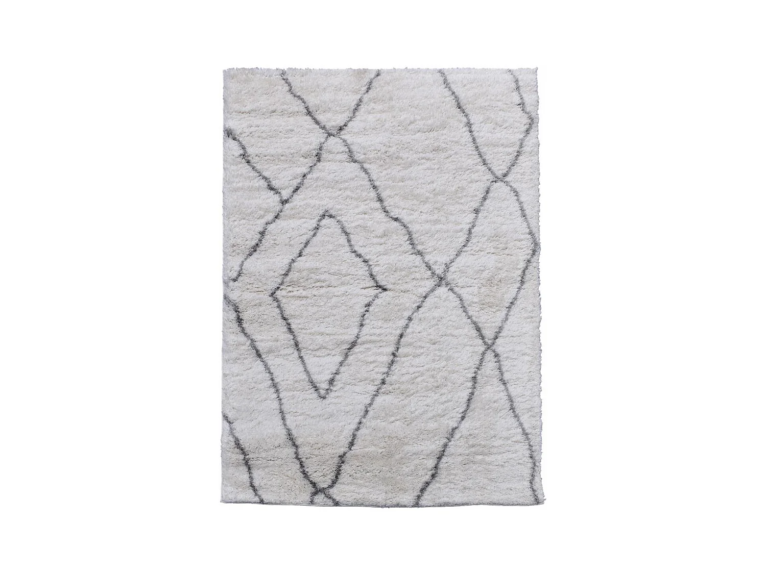 Tapis longs poils shaggy 200x280 rectangle tissé crème motif berbère LYN4 DOUX 6