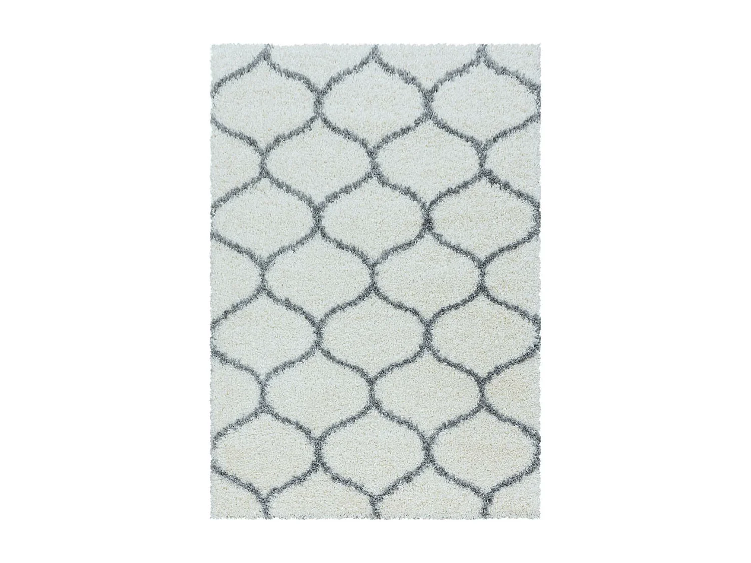 Tapis shaggy Ø120cm rond tissé crème motif scandinave SCANDINAV A