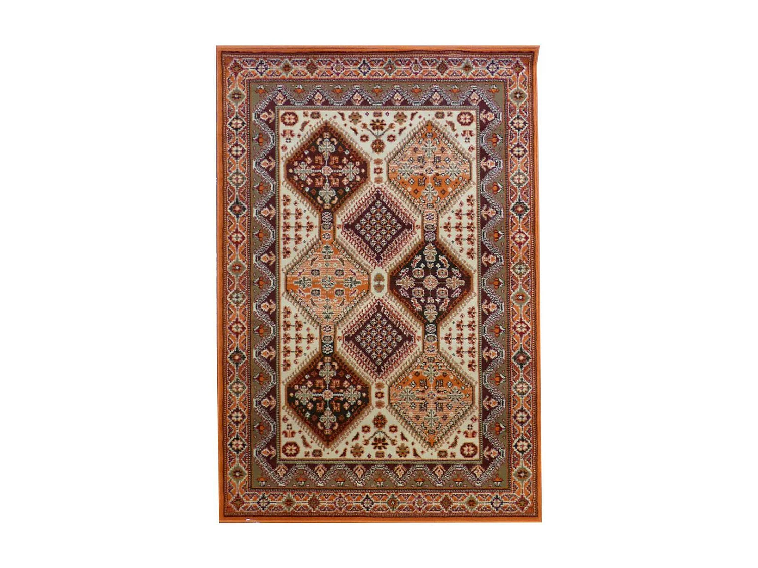 tapis salon 120x170 tissé beige rectangle motif géométrique BE 70