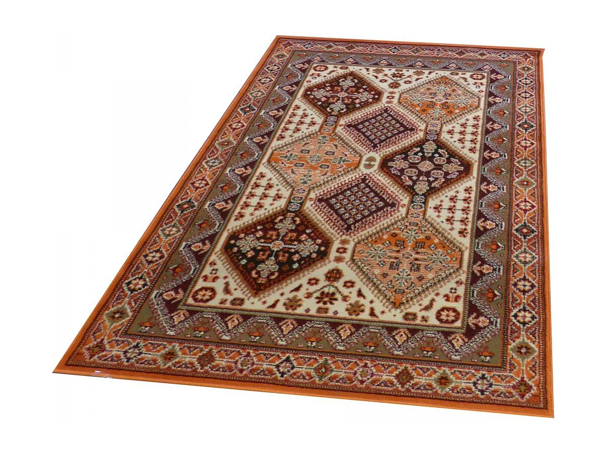 tapis salon 120x170 tissé beige rectangle motif géométrique BE 70