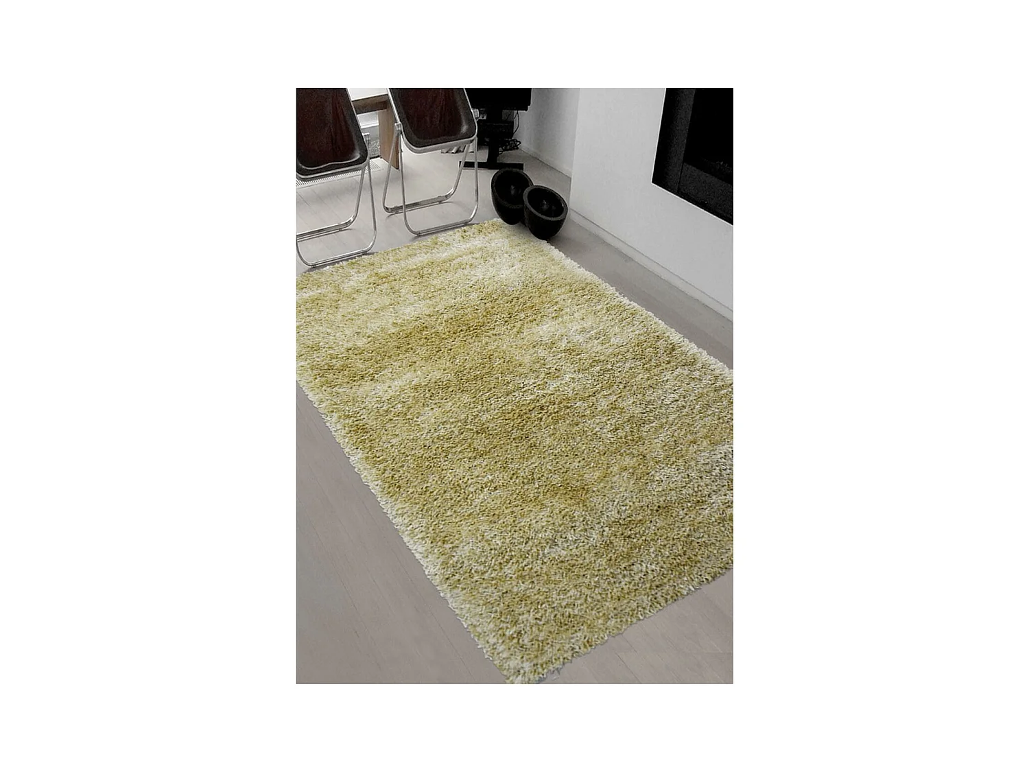 Tapis shaggy 80x140 rectangle fait main crème motif uni  MALAIDROY