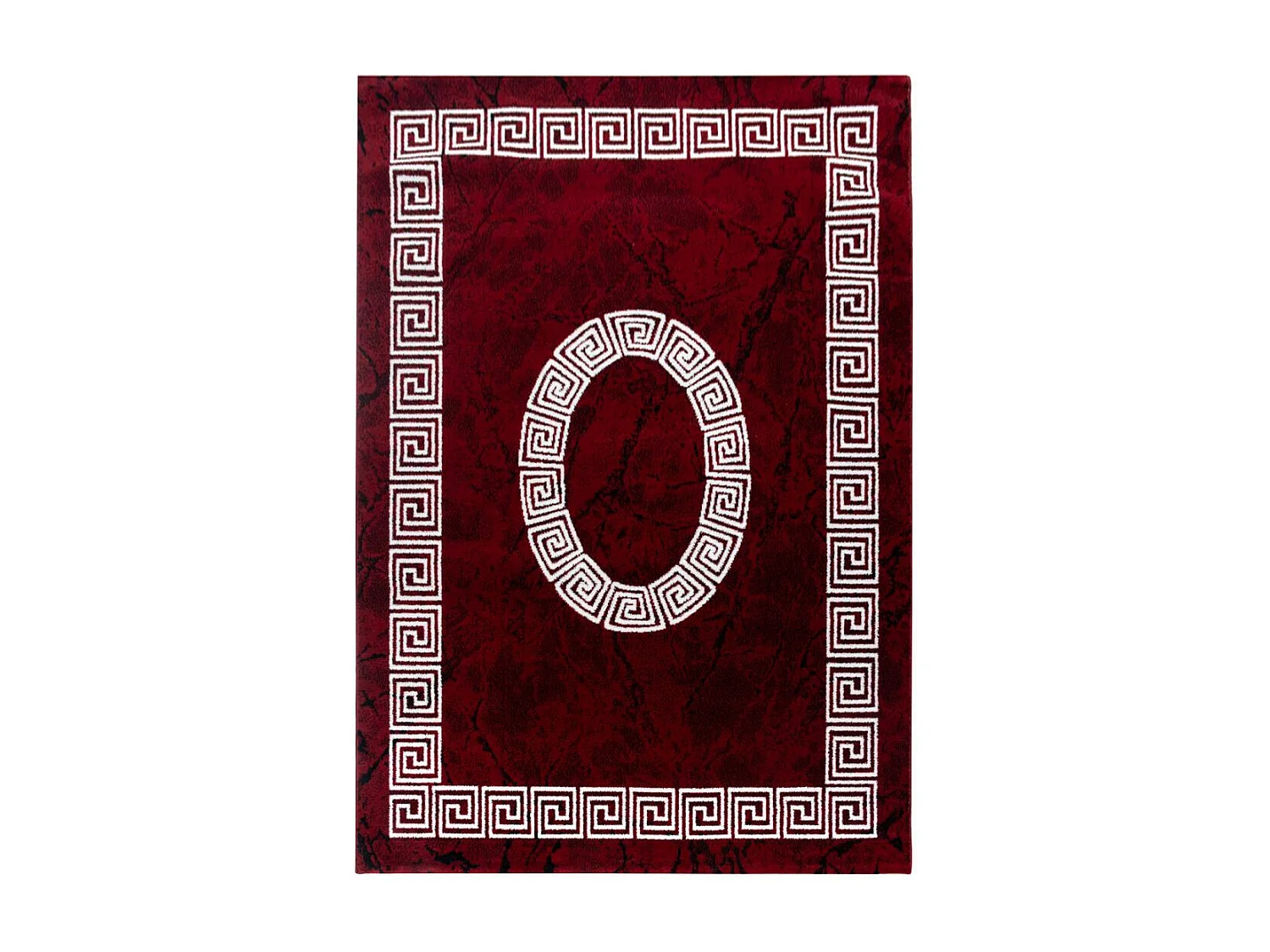 tapis salon 200x290 tissé rouge et blanc rectangle motif baroque SAPURI