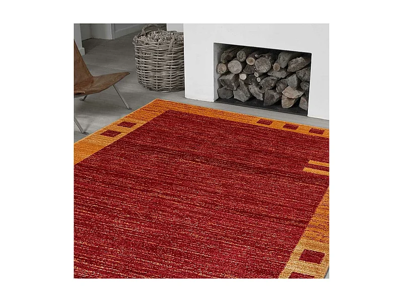 tapis de couloir 80x300 tissé rouge rectangle motif simple CHOBAY 1