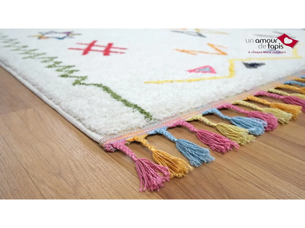 Tapis berbère 200x290 tissé motif ethnic LYN5 JADIDA crème