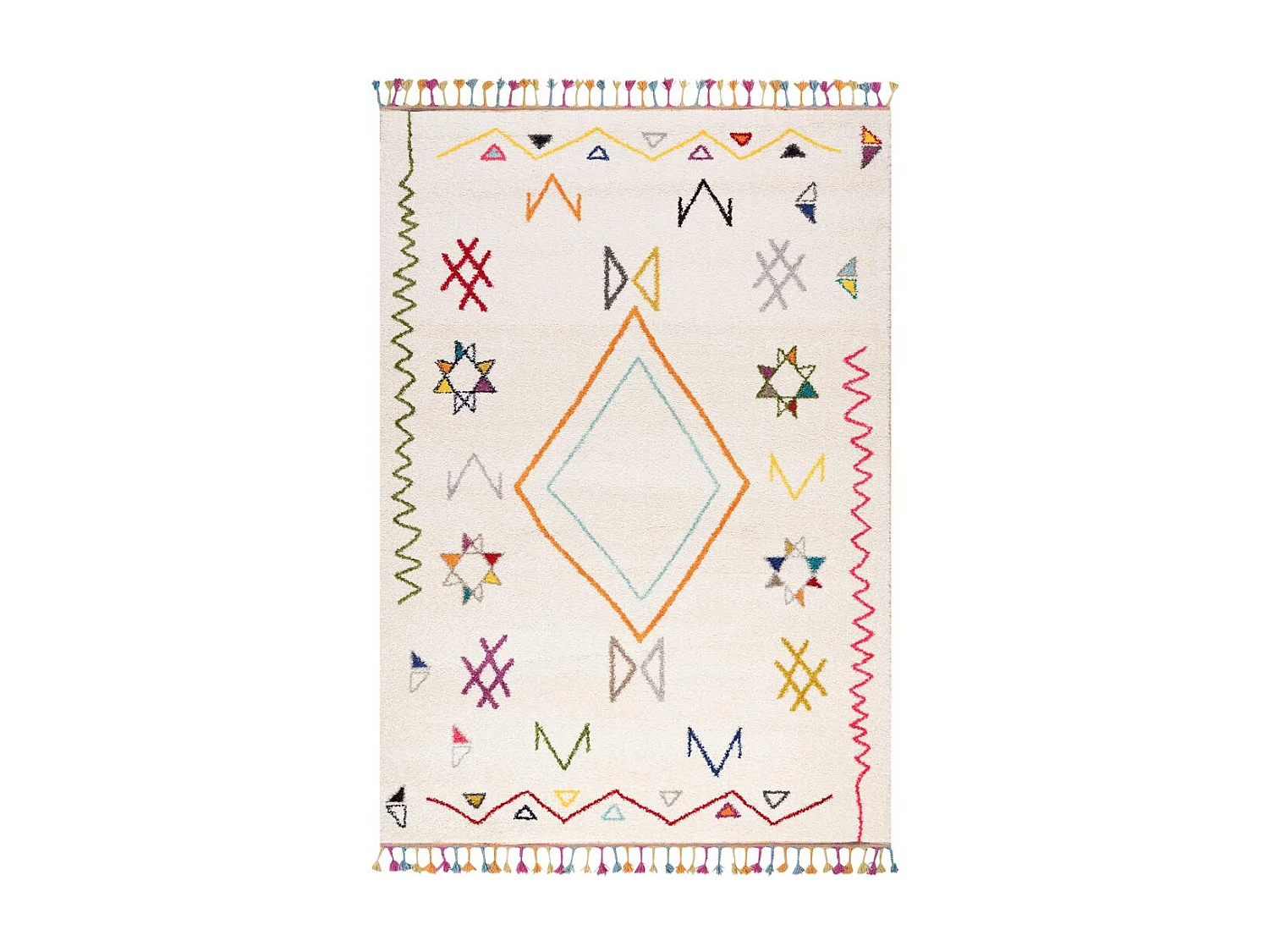 Tappeto berbero 200x290 tessuto modello etnico JADIDA crema