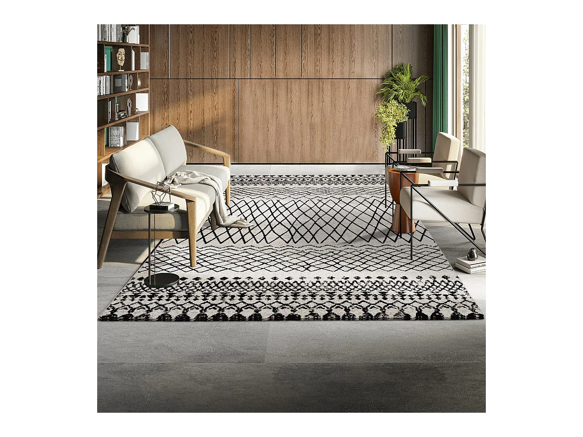 tapis salon 160x230 tissé beige rectangle motif berbère MO 83
