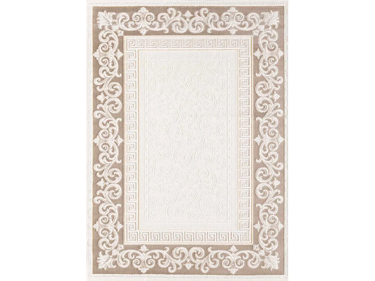 tapis salon 120x160 tissé marron et gris rectangle motif simple LYN7 ASTA