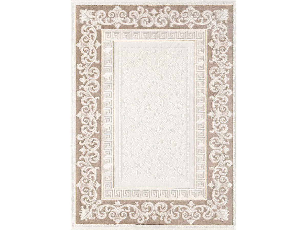 tapis salon 120x160 tissé marron et gris rectangle motif simple LYN7 ASTA