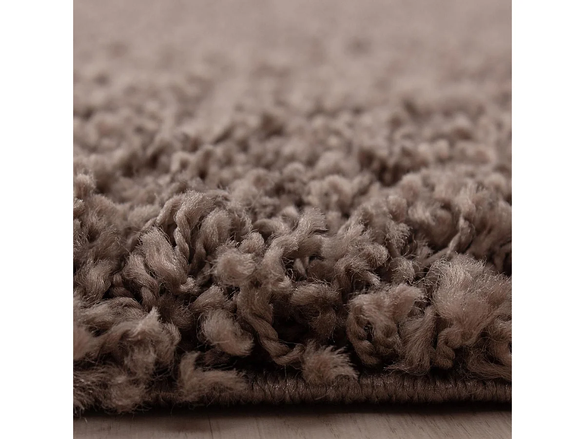 Tapis poils longs shaggy 80x150 rectangle tissé taupe motif uni UNI L