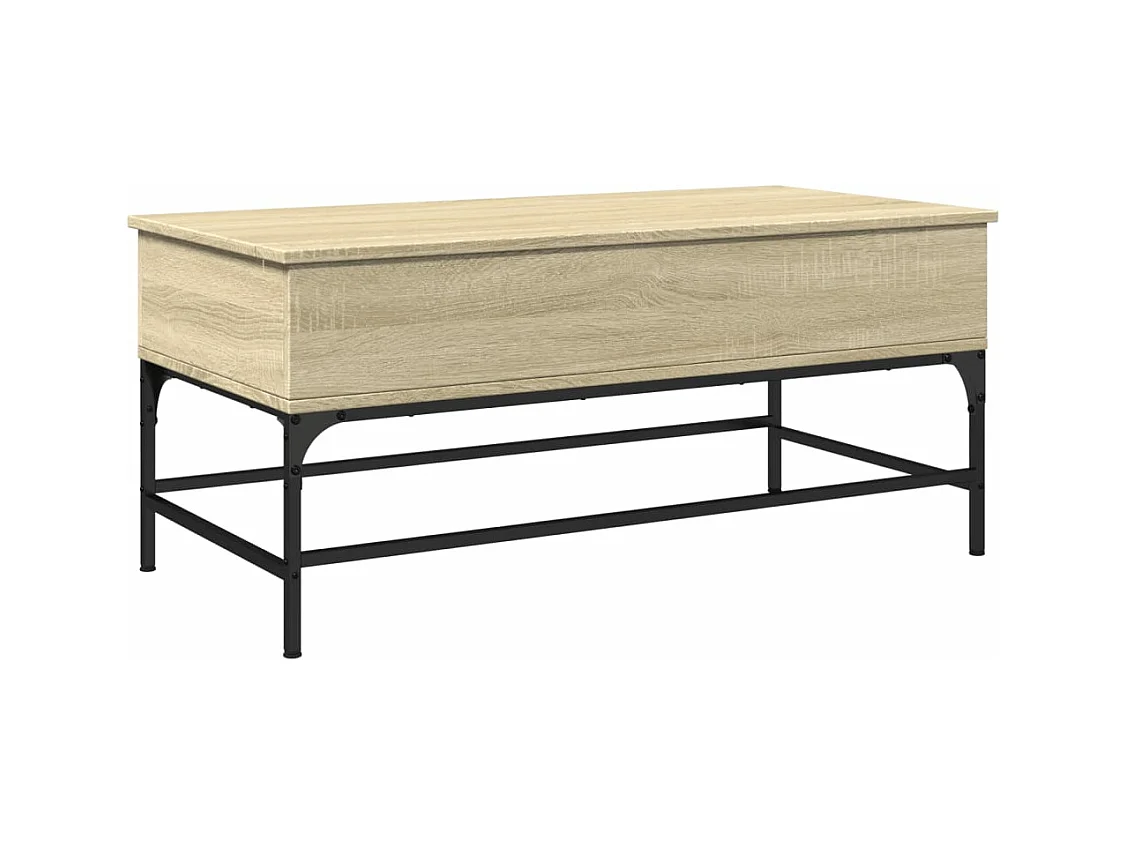Table basse chêne sonoma 100x50x45 bois d'ingénierie et métal