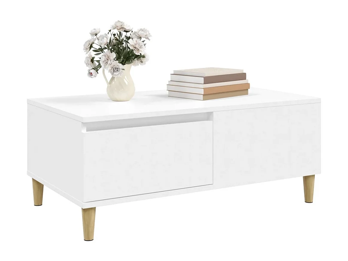 Table basse Blanc 90x50x36,5 Bois d'ingénierie