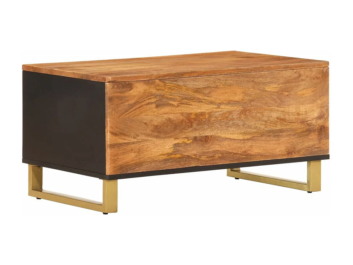 Table basse marron et noir 80x50x40 bois de massif manguier