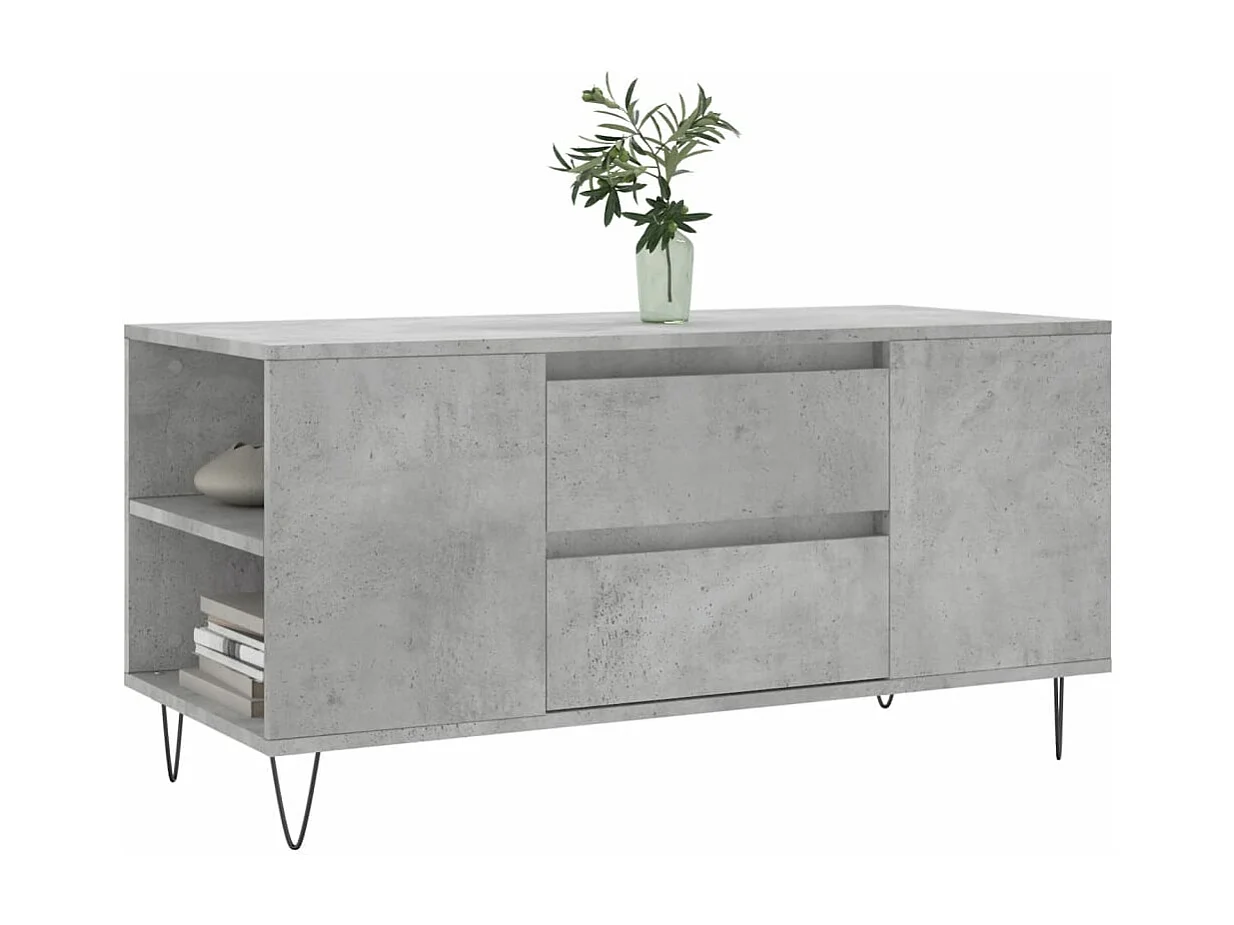 Table basse gris béton 102x44,5x50 bois d'ingénierie