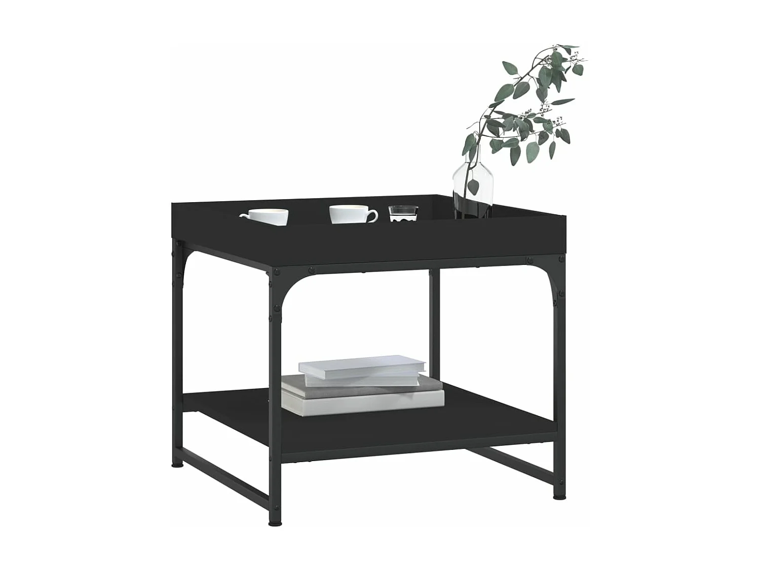 Table basse noir 49,5x49,5x45 bois d'ingénierie