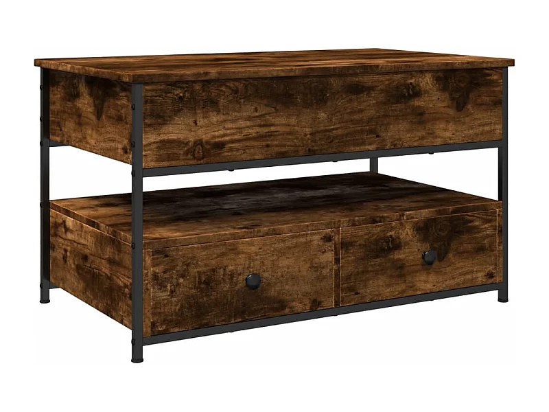 Table basse chêne fumé 85x50x50 bois d'ingénierie et métal