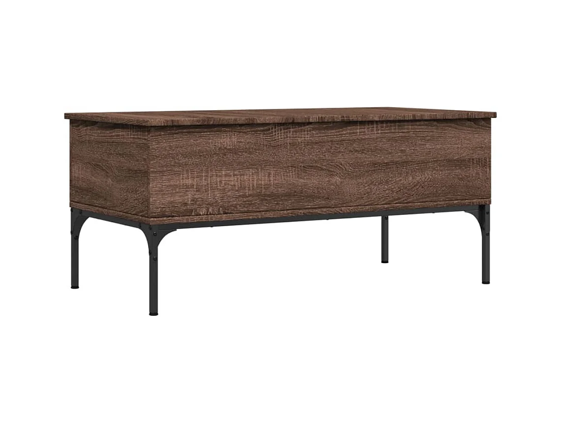 Table basse chêne marron 100x50x45 bois d'ingénierie et métal